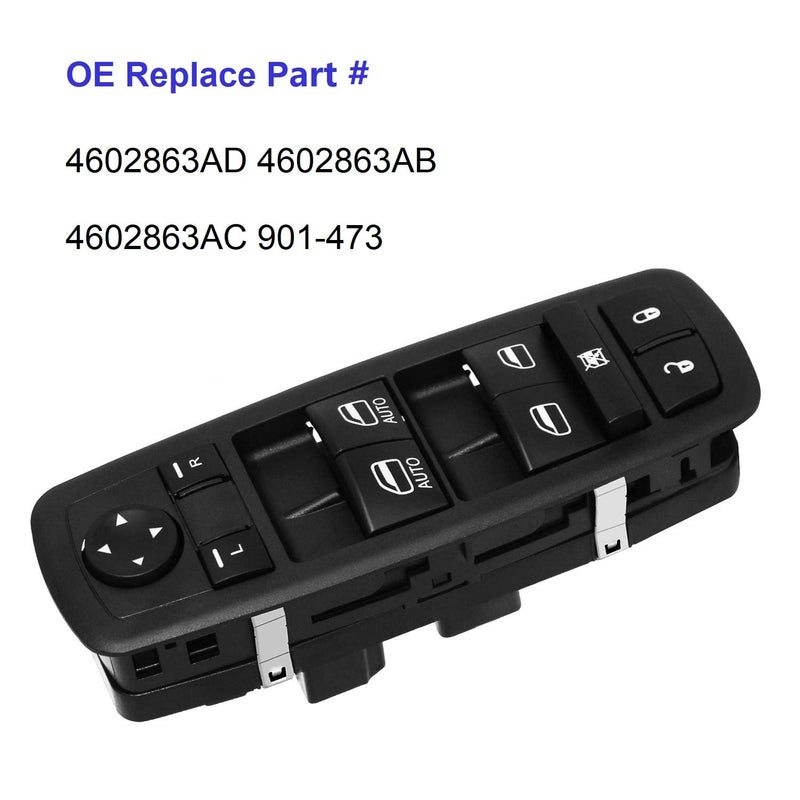 Ameetaa Front Driver Side Power Master Control Window Switch Compatible for 2009-2012 Dodge Ram 1500 2500 3500 OE Replace # 4602863AD 4602863AB 4602863AC 901-473 - Image 5